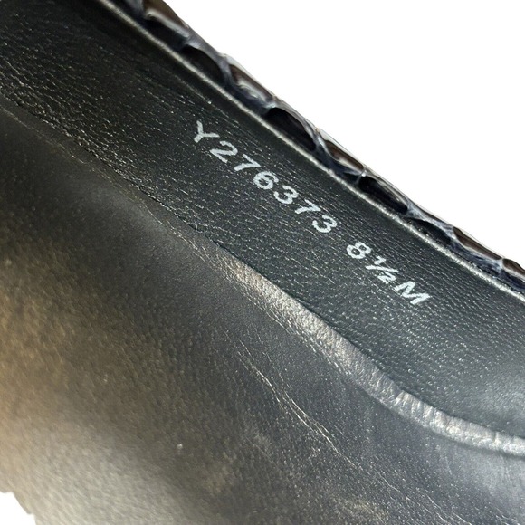 Stuart Weitzman Open Toe Black Patent Leather Snakeskin Print Heels. Sz 8.5. EUC - Picture 13 of 13